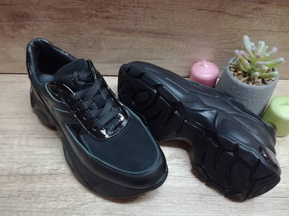 Жіночі кросівки чорні шкіряні стильні Anri de collo, фото 2
