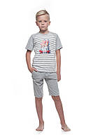 Піжама для хлопчика літня шорти футболка ELLEN Сіра смужка