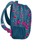 Яскравий молодіжний рюкзак на 3 відділення 25L Paso Barbie Flowers BAI-2808 синій, фото 2