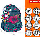 Яскравий молодіжний рюкзак на 3 відділення 25L Paso Barbie Flowers BAI-2808 синій, фото 4