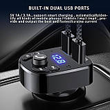 Автомобільний FM Модулятор Bluetooth 5.0 2 USB 12-24 V Трансмітер Авто Передавач від Прикурювача, фото 4