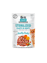 Вологий корм Brit Care Cat Pouch STERILIZED філе в соусі кролик 85 г