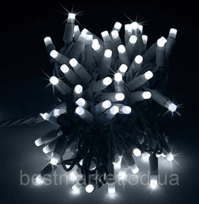 Вулична Світлодіодна Гірлянда Нитка String Light 100Led Холодний Білий з Мерехтінням б/пр (RD-7097)