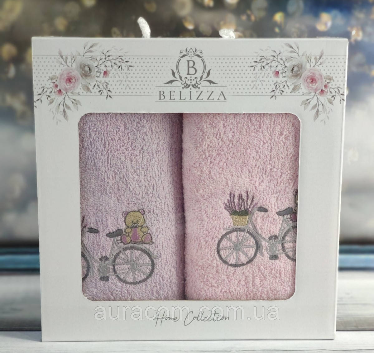 Рушники в коробці, для кухні, махрові з вишивкою, велосипед, Туреччина, фото 1