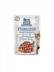 Вологий корм Brit Care Cat Pouch STERILIZED Hearty Duck & Tender Turkey філе в жолу качка/індейка 85 г