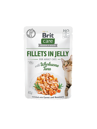 Вологий корм Brit Care Cat Pouch Wholesome Tuna in Jelly філе в желе з тунцем 85 г, фото 1