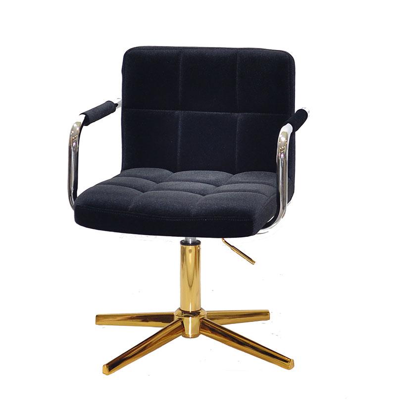 Крісло Arno-Arm GD-Modern Base чорний 1011 велюр, з підлокітниками на золотій хрестовині з регулюванням, фото 1