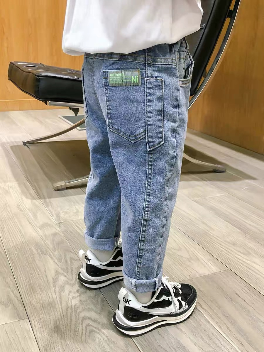 Дитячі джинси для хлопчика та дівчинки від 3 до 5 років 110 см сині джинси на гумці унісекс