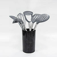 Кухонний набір (соусник, шумівка, ложка для спагетті, лопатка, картоплям'ялка, половник, підставка) Maestro