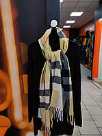 Кашеміровий теплий шарф барбері беж