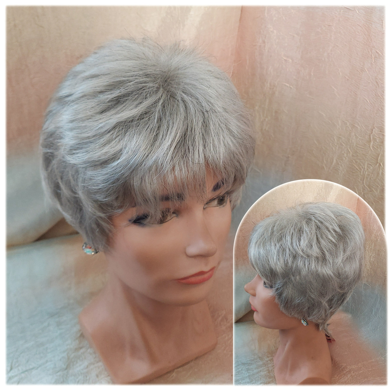 Коротка перука з канекалона сріблясто-попелястий TINA -51, фото 1