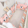 Бортики тваринки в дитяче ліжечко + КОСИЧКА (набір захист подушки звірятка іграшки), фото 4