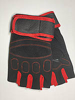 Мужские спортивные перчатки беспалые, для тренировок, велоперчатки, перчатки для занятий спортом черно-красные