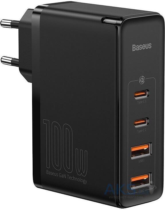 Мережевий зарядний пристрій Baseus GaN2 Pro Q.C 2C + Charger Type-C Cable 100W Black (CCGAN2P-L01)