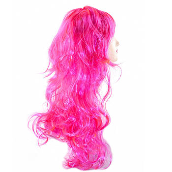 Перука карнавальне "Хвиля", кучеряве, хвилясте волосся, 70 см 120 грамів Рожевий