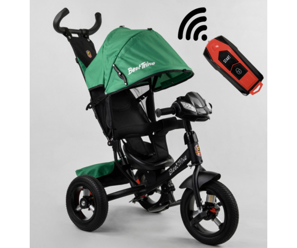 Дитячий велосипед-коляска триколісний 3390/29-833 "Best Trike" ФАРА З USB, надувні колеса, ровер