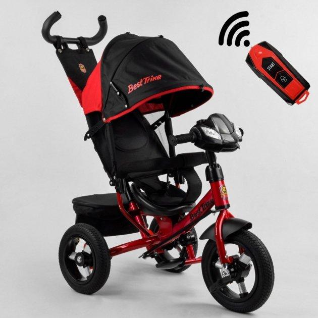 Дитячий велосипед-коляска триколісний 3390/28-506 "Best Trike" ФАРА З USB, надувні колеса, ровер