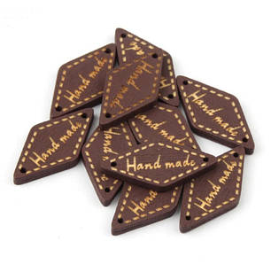 Бирка дерев'яна "Hand made", 13х28 мм, коричневий, фото 1
