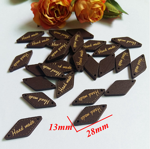 Бирка дерев'яна "Hand made", 13х28 мм, коричневий, фото 3