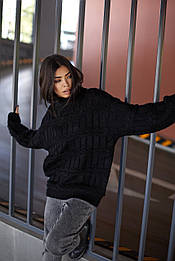 Стильний светр, красивої в'язки S506 (42–48р) в кольорах 3797 чорний