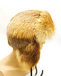 Чоловіча шапка хутряна вушанка з лисиці зимова повністю з хутра, фото 2