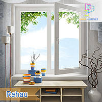 Пластиковое двухстворчатое окно Rehau 70