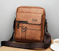 Модная мужская сумка планшет Jeep повседневная, барсетка сумка-планшет для мужчин эко кожа Светло-коричневый