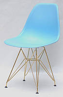 Стул Nik GD-ML голубой 52 на золотых металлических ножках, дизайн Eames DSR Eiffel Gold Leg, код 9401