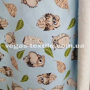 Тканина Тринитка начіс принт Сови Туреччина (ширина 1.8/щільність 290 г/м2)