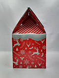 Новорічна коробка для цукерок Будиночок великий червоний 1300 - 1500 г. Н34, фото 7