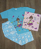 Детская тонкая пижама для девочки турецкая (футболка + штаны), детские пижамы для девочек 11-12 лет