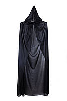 Плащ черный с капюшоном на Хэллоуин, 120 см