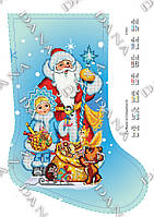 Заготовка на вышивку новогоднего сапожка "Дед Мороз и снегурочка 3"