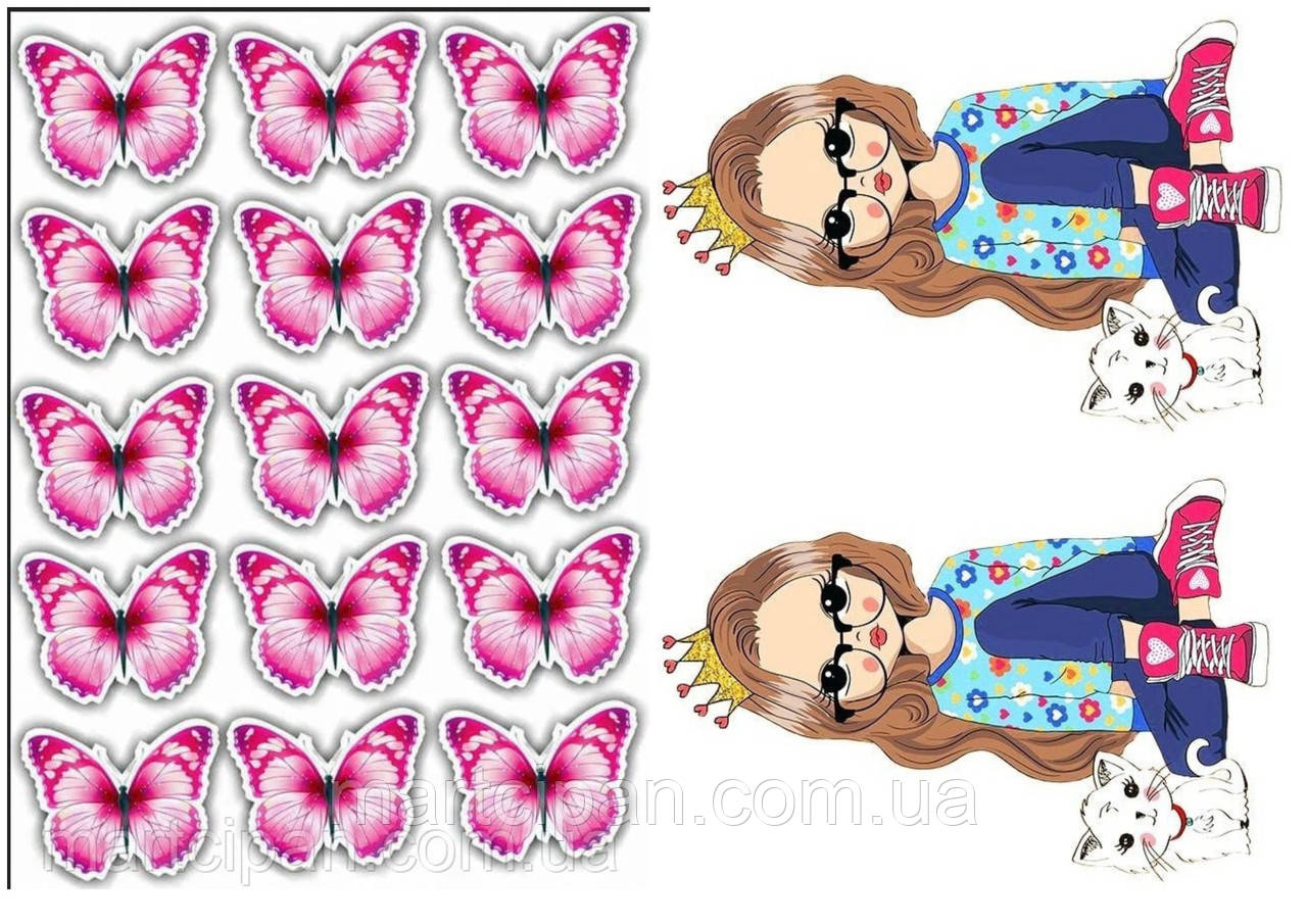 Ляльки, шкарпеточки, дівчата вафельна картинка на торт, фото 1