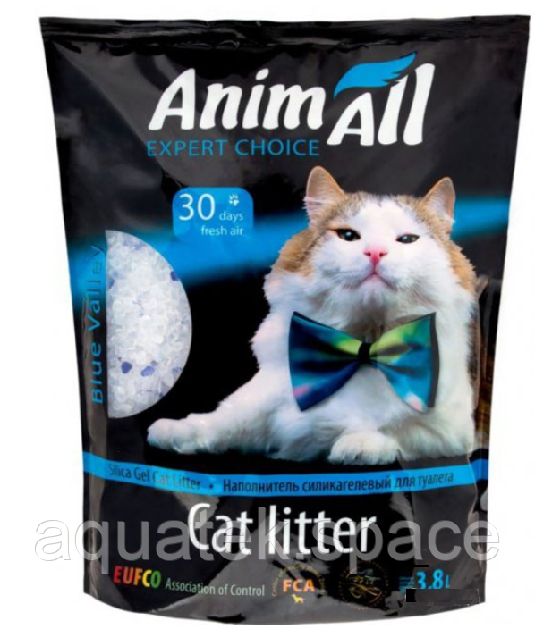 Наповнювач силікагель AnimAll Premium Блакитна долина для котів, 3.8 л синій