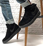 Зимові замшеві чоловічі кросівки з хутром Nike Air Force високі "Чорні" р 40-45, фото 7