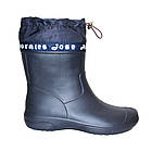 Гумові чоботи з манжетою з піни, сині чоботи на сльоту і дощ, фото 3