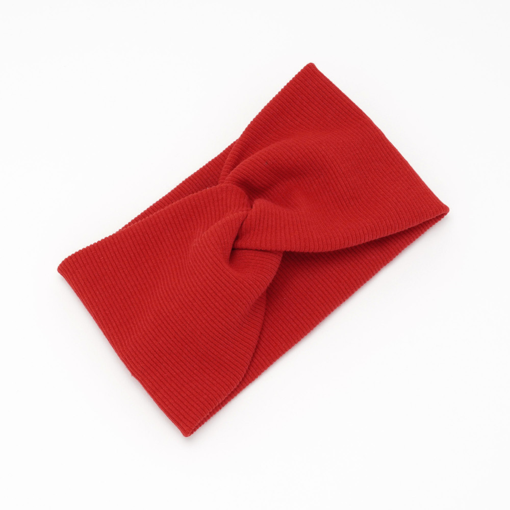 Пов'язка-чалма з трикотажної тканини червоного кольору, фото 1