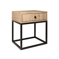 Приліжкова тумба Кубо каркас чорний оксамит ящик ДСП Вествуд (Метал-Дизайн ТМ)