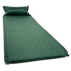 Самонадувний килимок каремат з подушкою 185x60x2,5 см з чохлом Ranger Batur зелений 6631