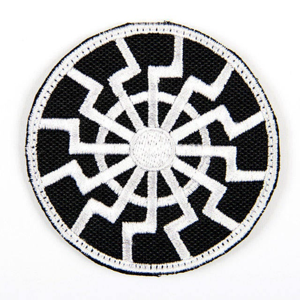Вишитий шеврон "Чорне сонце" на липучці (чорно-білий), фото 1