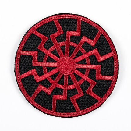 Вишитий шеврон "Чорне сонце" на липучці (чорно-червоний), фото 1