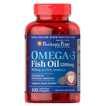 Puritan's Pride Omega-3 Fish Oil 1200 mg 100 капсул