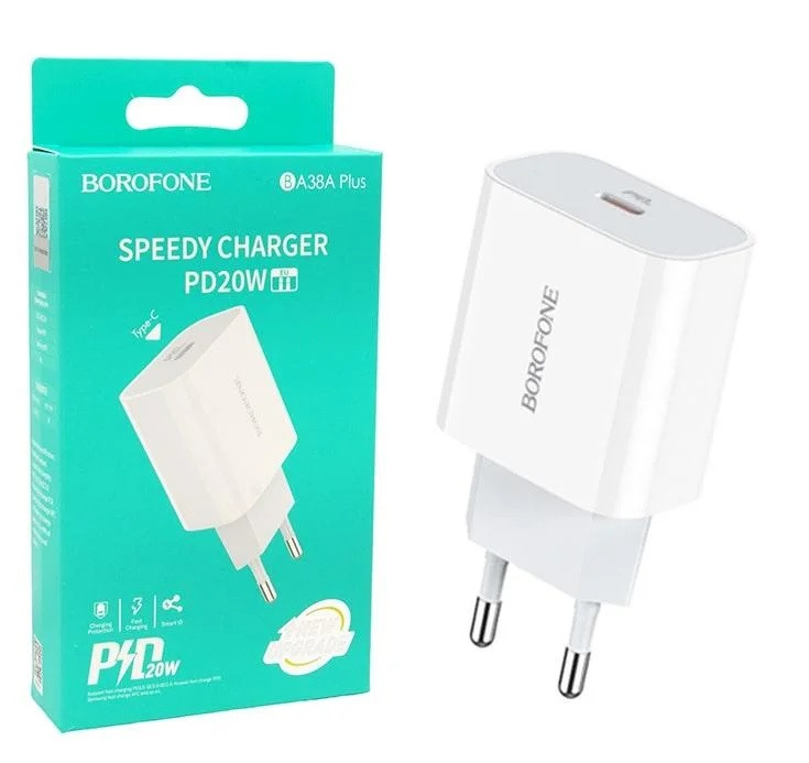 Мережевий зарядний пристрій BOROFONE BA38A Plus PD 20W Білий