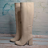 Шкіряні чоботи на широкому підборі, фото 2