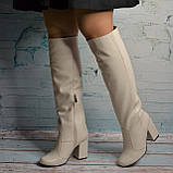 Шкіряні чоботи на широкому підборі, фото 3