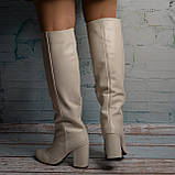 Шкіряні чоботи на широкому підборі, фото 4