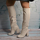 Шкіряні чоботи на широкому підборі, фото 5