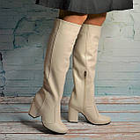 Шкіряні чоботи на широкому підборі, фото 6
