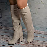 Шкіряні чоботи на широкому підборі, фото 8